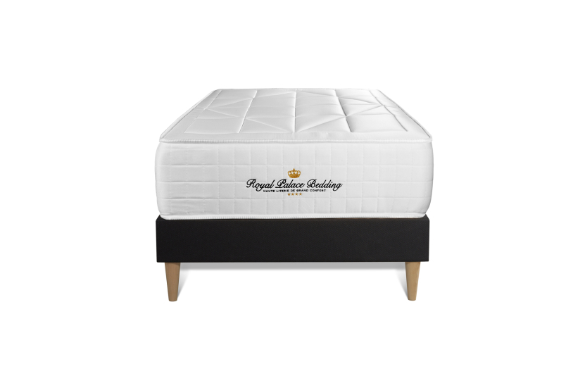 Ensemble Matelas Sommier 90x190 cm - Sommier Noir (déjà monté) - Windsor