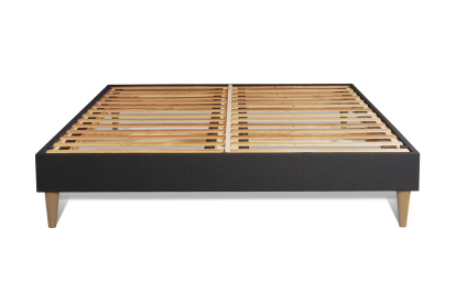Pack lit complet 160x200 cm - Matelas + Sommier Noir (en kit) + 2 oreillers + Couette - Balmoral