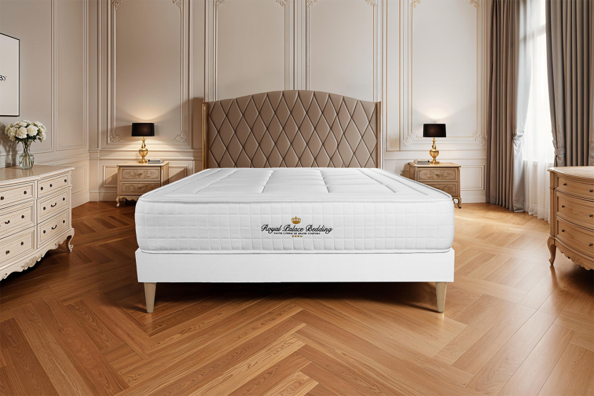 Ensemble Matelas Sommier 160x220 cm - Sommier Blanc (en kit) - Balmoral