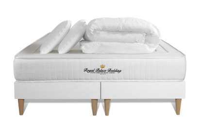 Pack lit complet 180x200 cm - Matelas + 2 Sommiers Blancs + 2 oreillers + Couette - Nottingham