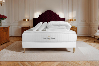 Pack lit complet 140x200 cm - Matelas + Sommier Blanc + 2 oreillers + Couette - George V