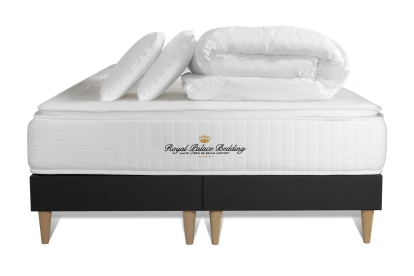 Pack lit complet 200x200 cm - Matelas + 2 Sommiers noirs + 2 oreillers + Couette - George V