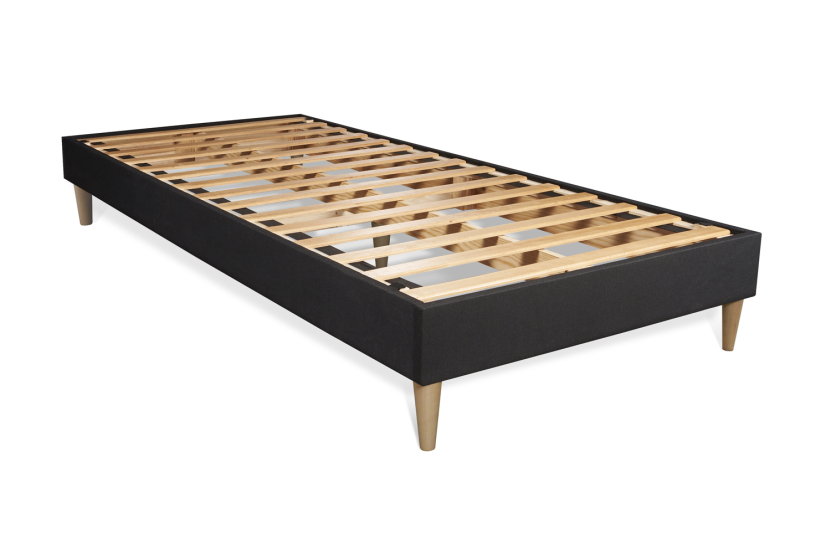 Ensemble Matelas Sommier 90x200 cm - Sommier Noir (en kit) - Lancaster