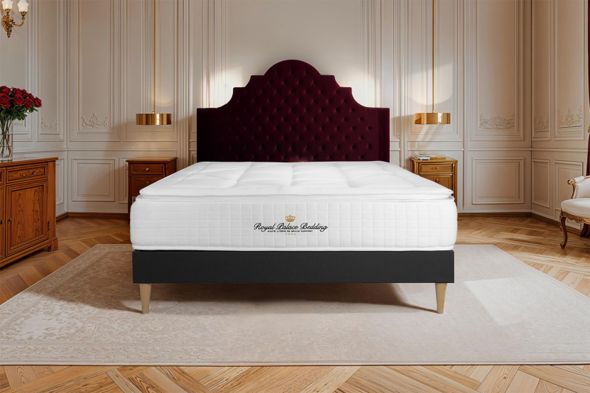 Ensemble Matelas Sommier 140x200 cm - Sommier Noir (en kit) - George V