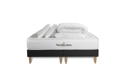 Pack lit complet 160x200 cm - Matelas + 2 Sommiers noirs + 2 oreillers + Couette - Nottingham