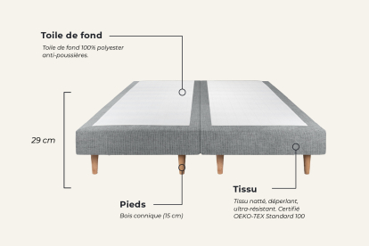 Lit 160x200 avec Sommier et Matelas - 2 Sommiers Gris + Tête de lit Capitonnée - Windsor