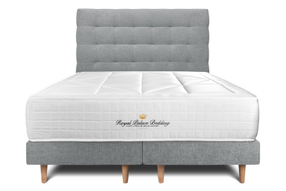Lit 160x200 avec Sommier et Matelas - 2 Sommiers Gris + Tête de lit Capitonnée - Windsor