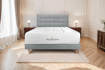 Lit 140x200 avec Sommier et Matelas - Sommier Gris + Tête de lit Capitonnée - Windsor