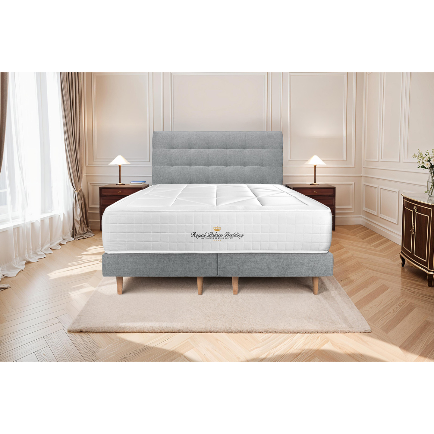 VidaXL Sommier à Lattes De Lit Avec Matelas Et LED, Lit Rembourré