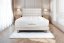 Lit 160x200 avec Sommier et Matelas - Sommier Beige Clair + Tête de lit Capitonnée - Windsor