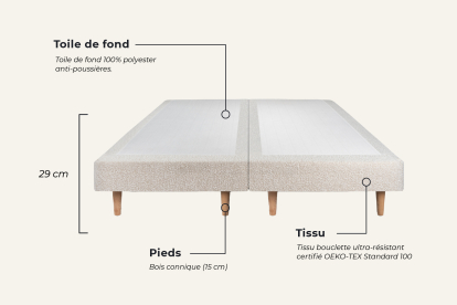 Lit 180x200 avec Sommier et Matelas - 2 Sommiers Beige Clair + Tête de lit Capitonnée - Windsor