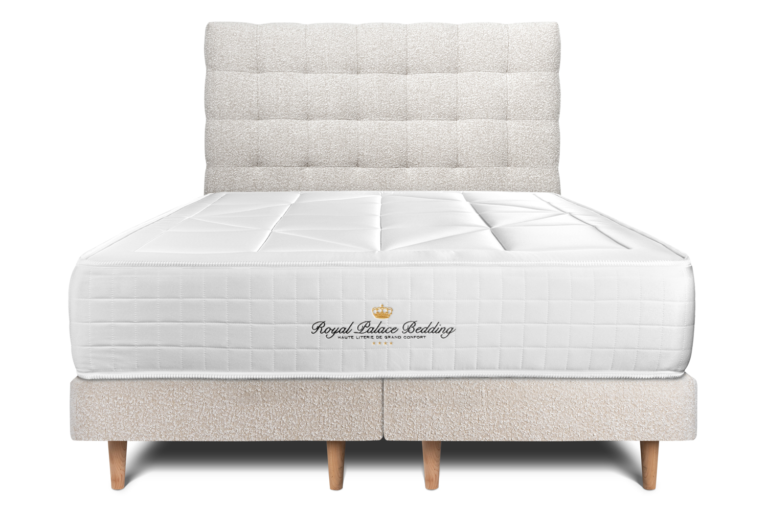 Lit à sommier tapissier avec matelas en velours rose 180x200 cm | Leroy