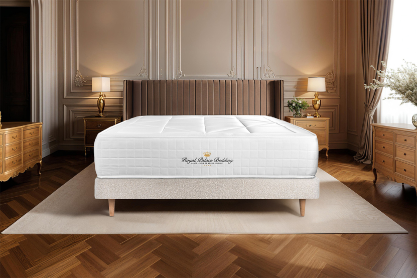 Ensemble Matelas Sommier 140x190 cm - Sommier Beige Clair (déjà monté) - Windsor