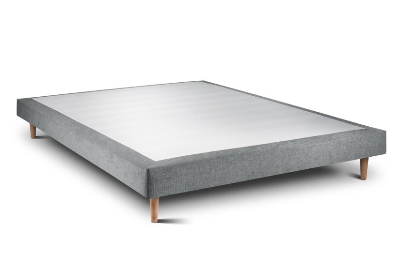 Lit 140x200 avec Sommier et Matelas - Sommier Gris + Tête de lit Capitonnée - Windsor