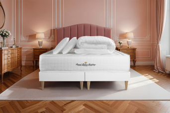 Pack lit complet 160x200 cm - Matelas + 2 Sommiers Blancs + 2 oreillers + Couette - Buckingham