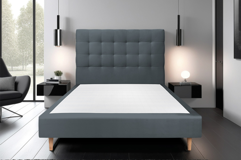 Tête de lit 150 cm Capitonnée - Tissu Velours Gris Anthracite