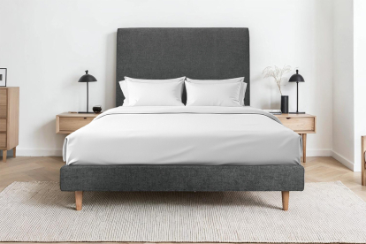 Sommier Tapissier 140x200 cm - H29 cm - Toile nattée - Gris anthracite