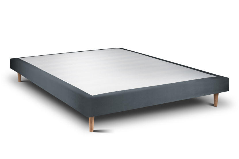 Sommier Tapissier 140x190 cm (déjà monté) - Velours - Gris Anthracite