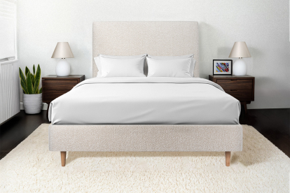 Sommier Tapissier 135x190 cm - H35 cm - Bouclette - Beige clair