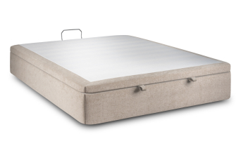 Sommier Coffre 200x200 cm - Toile Nattée - Beige Brun