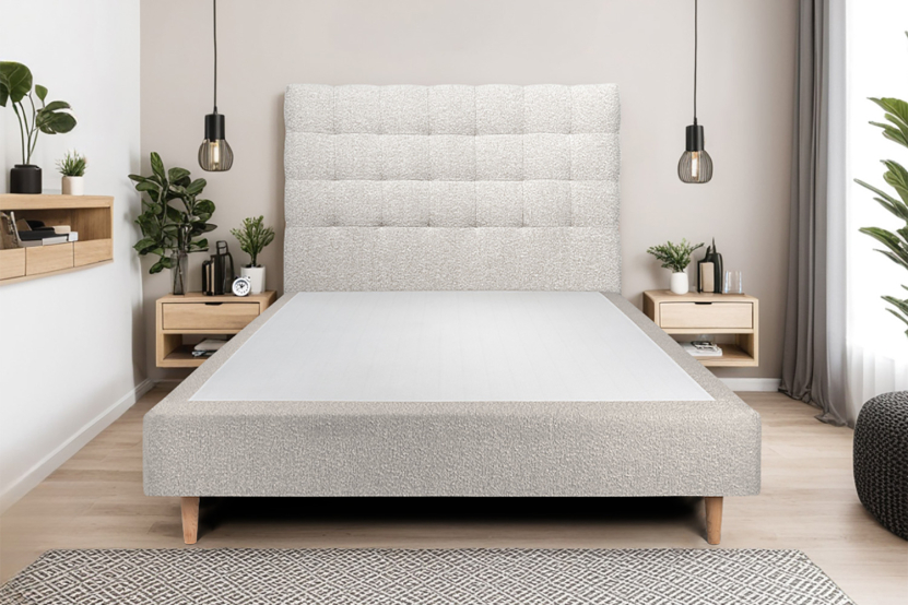 Tête de lit 135 cm Capitonnée - Tissu Bouclette Gris
