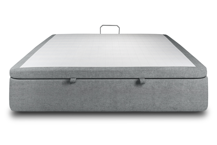 Sommier Coffre 140x200 cm - Toile Nattée - Gris Anthracite