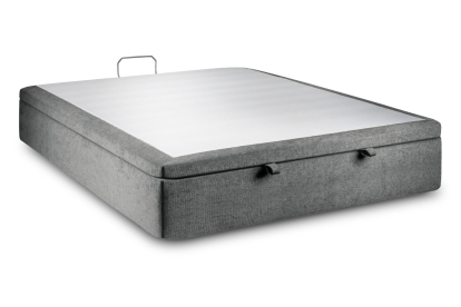 Sommier Coffre 140x200 cm - Toile nattée  - Gris anthracite