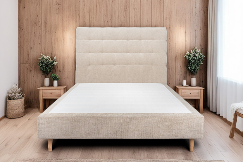 Tête de lit 160 cm Capitonnée - Tissu Toile Natté Beige Brun