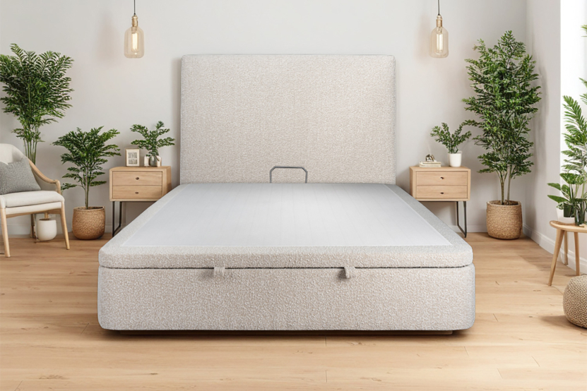 Sommier Coffre 180x200 cm - Bouclette - Beige Clair