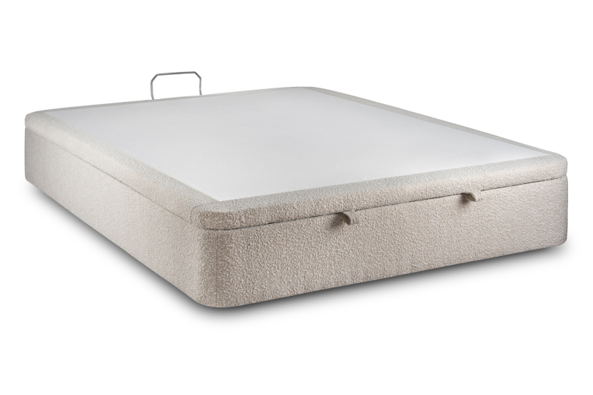 Sommier Coffre 200x200 cm - Bouclette - Beige Clair