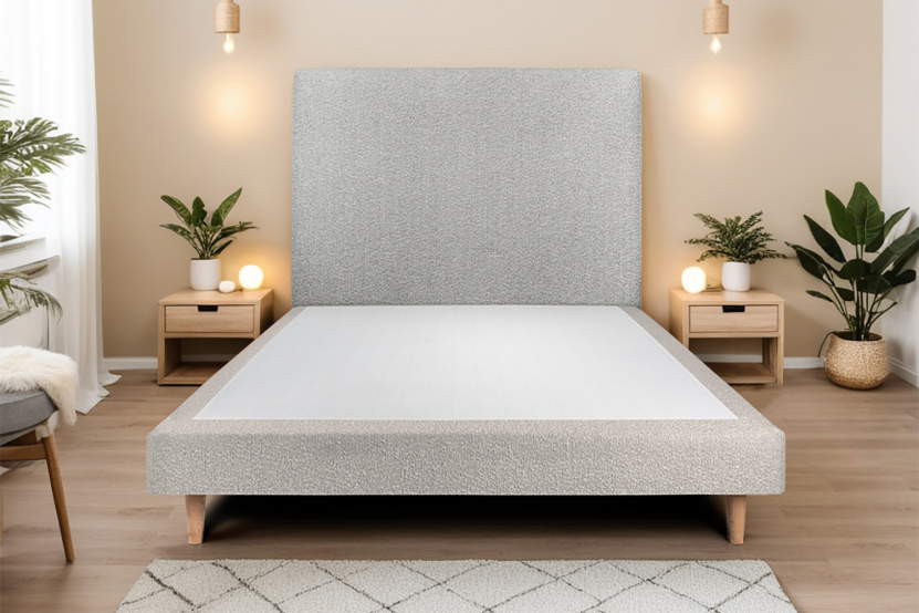 Sommier Tapissier 140x200 cm (déjà monté) - Bouclette - Gris