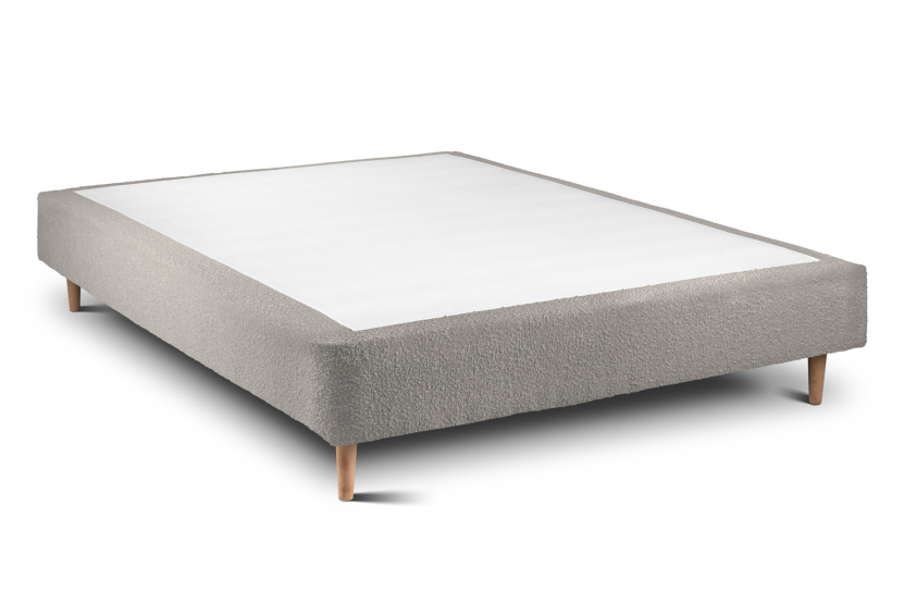 Sommier Tapissier 140x190 cm (déjà monté) - Bouclette - Gris