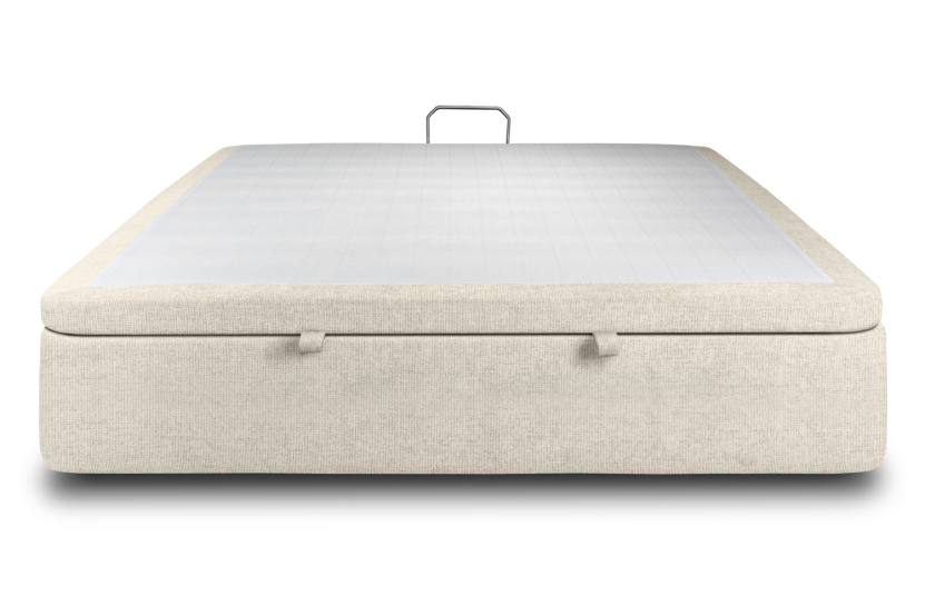 Sommier Coffre 160x200 cm - Toile Nattée - Beige Clair