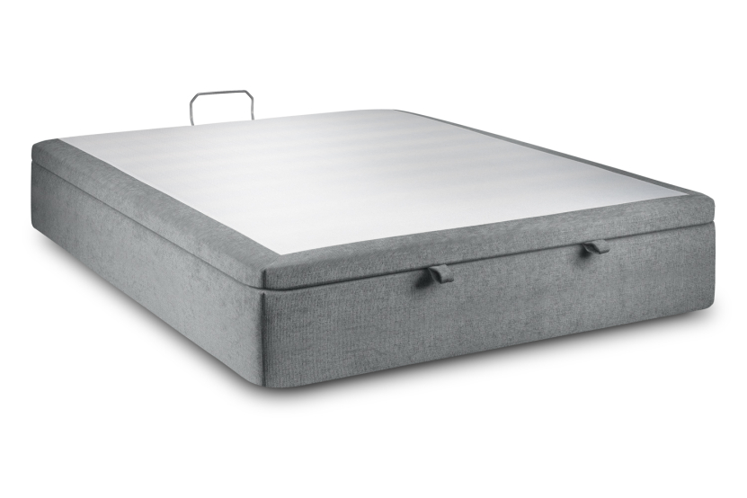 Sommier Coffre 160x200 cm - Toile Nattée - Gris Anthracite