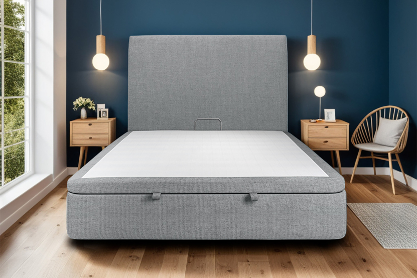 Sommier Coffre 200x200 cm - Toile Nattée - Gris Anthracite