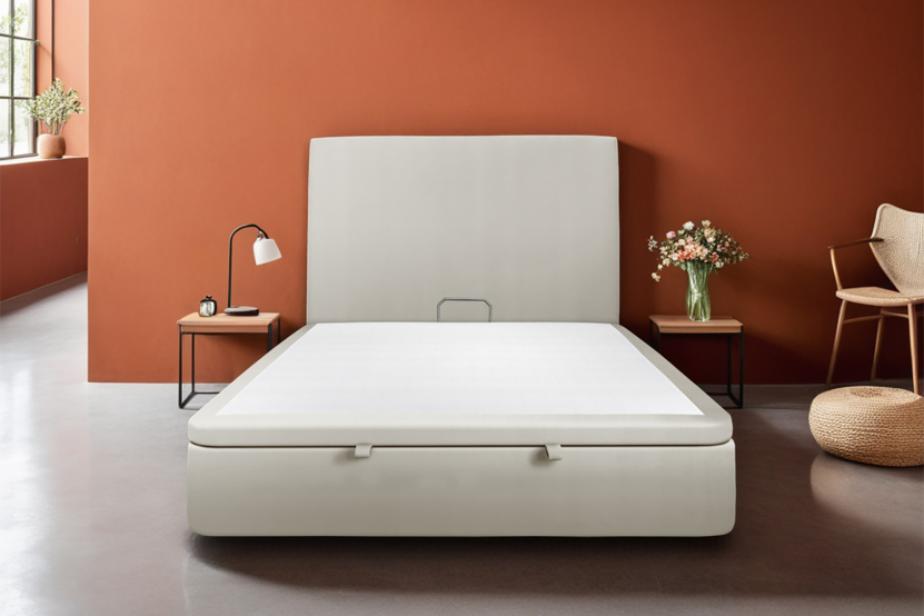 Sommier Coffre 200x200 cm - Velours - Taupe