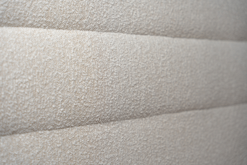Tête de lit 135 cm Lignes - Tissu Bouclette Beige Clair