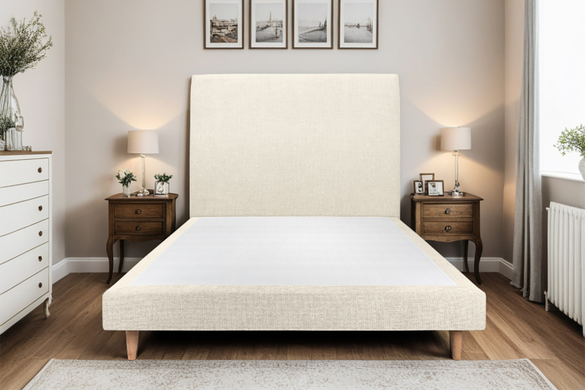 Sommier Tapissier 135x190 cm (déjà monté) - Toile Nattée - Beige Clair