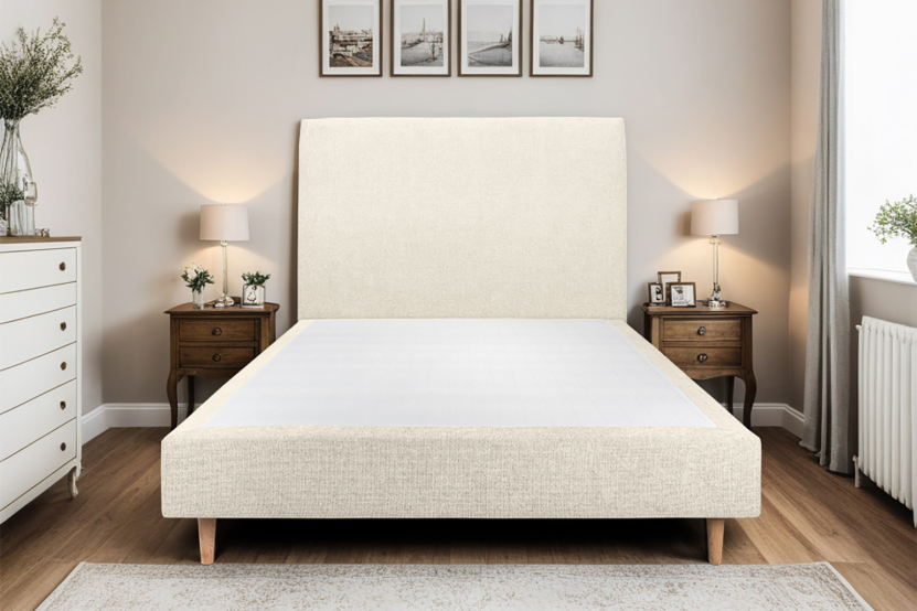 Tête de lit 160 cm Tapissée - Tissu Toile Natté Beige Clair