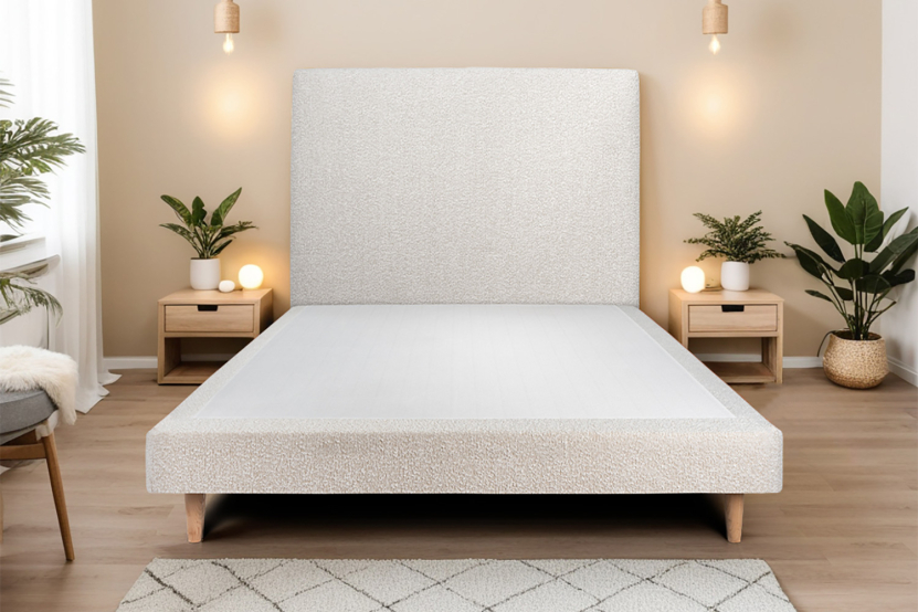 Sommier Tapissier 140x200 cm - Bouclette - Beige clair