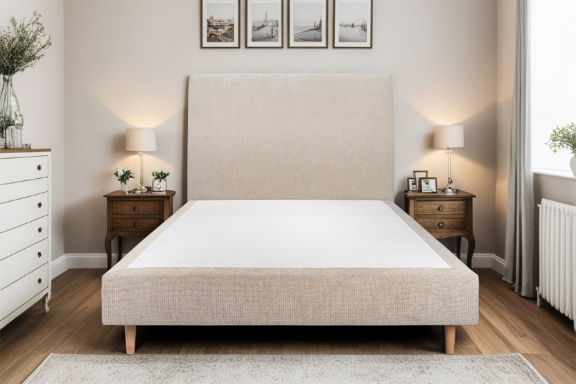 Sommier Tapissier 160x200 cm (déjà monté) - Toile Nattée - Beige Brun
