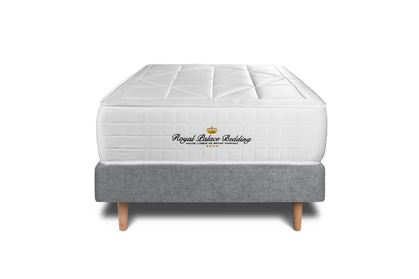 Ensemble Matelas Sommier 90x200 cm - Sommier Gris (déjà monté) - Windsor