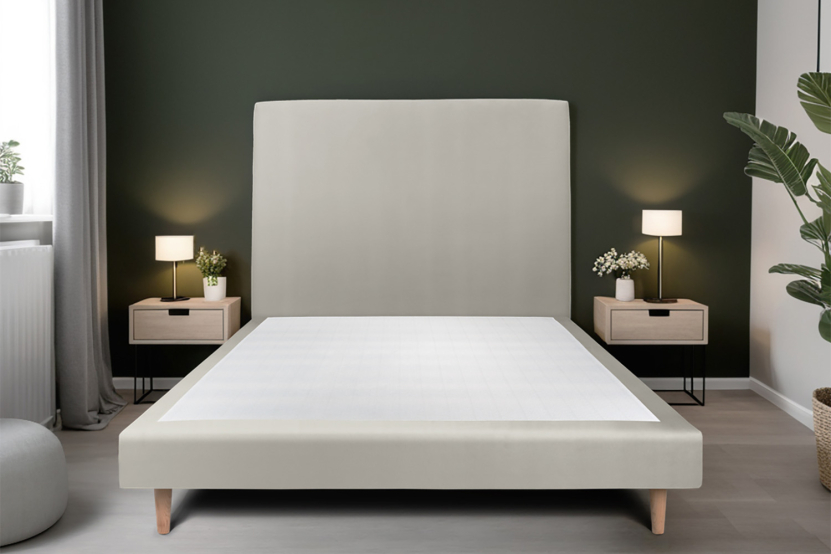 Sommier Tapissier 160x200 cm (déjà monté) - Velours - Taupe