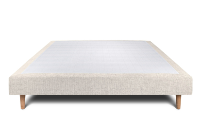 Sommier Tapissier 135x190 cm - H29 cm - Toile nattée - Beige clair