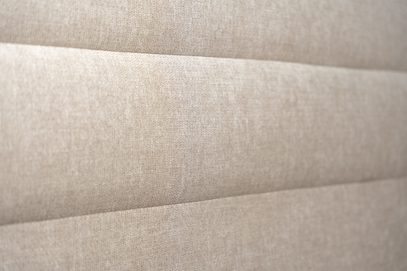Tête de lit 200 cm Lignes - Tissu Toile Natté Beige Brun