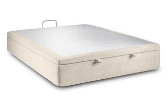 Sommier Coffre 140x200 cm - Toile Nattée - Beige Clair