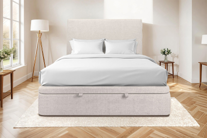 Sommier Coffre 200x200 cm - Toile nattée  - Beige clair