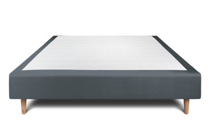 Sommier Tapissier 150x190 cm - H35 cm - Velours - Gris anthracite