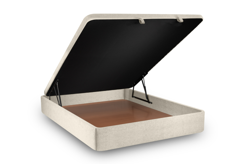 Sommier Coffre 140x190 cm - Toile Nattée - Beige Clair