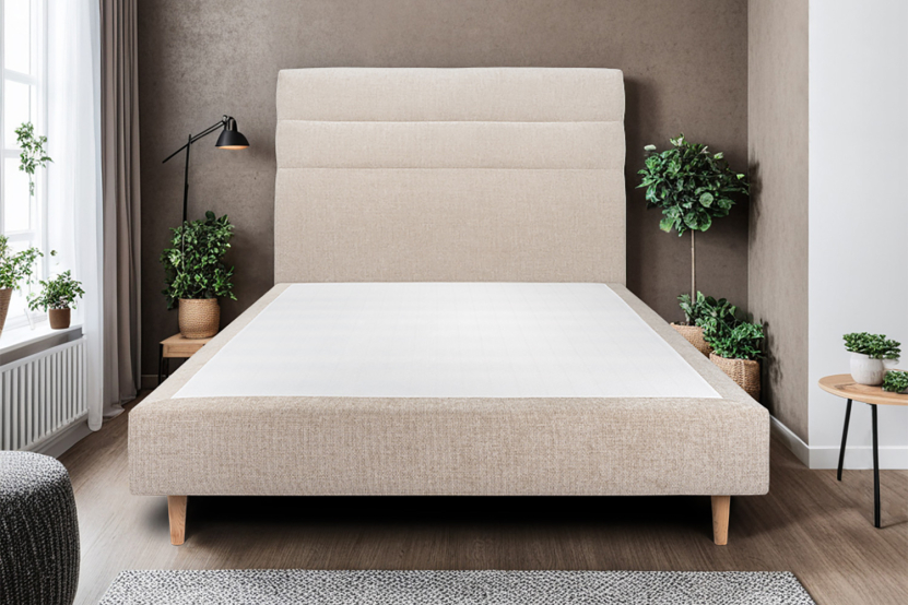 Tête de lit 180 cm Lignes - Tissu Toile Natté Beige Brun